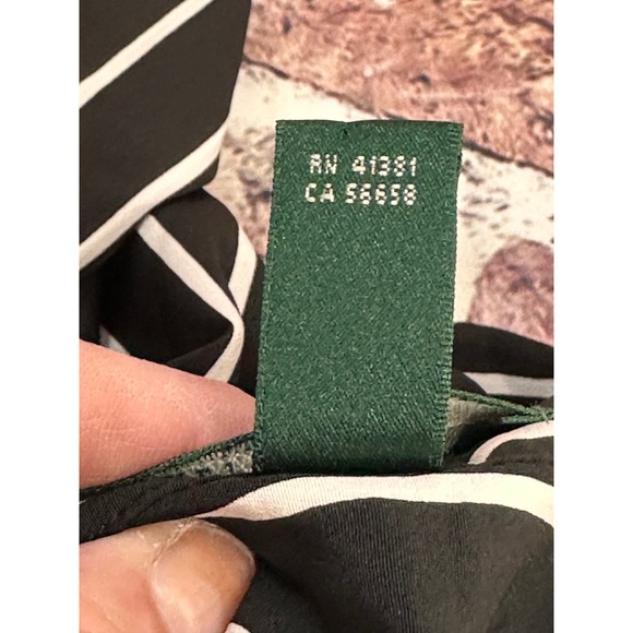 Lauren Ralph Lauren Black White Striped Long Sleeve Shirt Dress Size 6 Collared - Picture 4 of 16